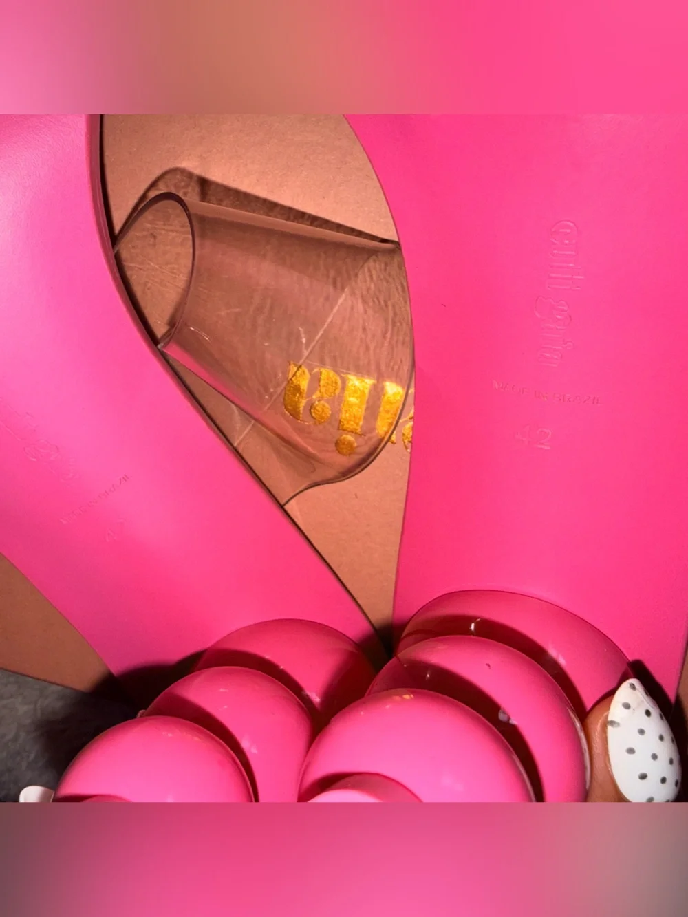 RARE Cult Gaia Vita Vinyl Stacked Heel Mules Blossom Pink Size 42 (Fits 10.5)